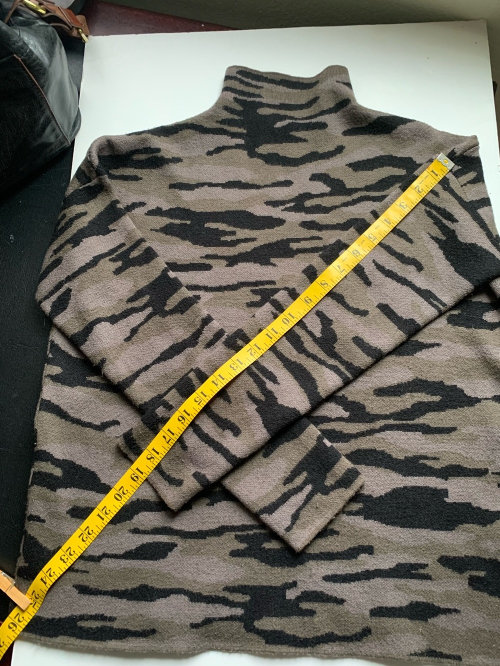 Tahari Black & Taupe Camouflage Turtleneck Sweater - Picture 6 of 8